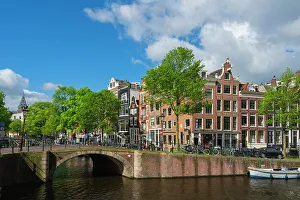 Old City Prints: Prinsengracht canal, Amsterdam, The Netherlands, Europe