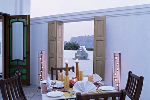 Gwalior Prints: Private dining outside a bedroom suit with view of