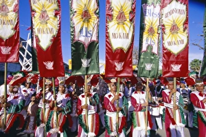 Pacific Islander Prints: Procession with banners