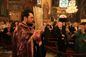 Carrying Prints: Procession in a Greek Orthodox church, Thessaloniki, Macedonia, Greece, Europe