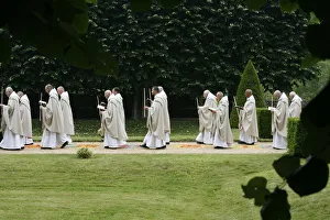 Robes Prints: Procession in Saint-Pierre de Solesmes Abbey, Solesmes, Sarthe, Pays de la Loire, France