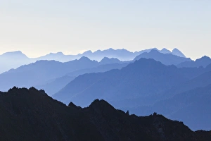 Valcamonica Prints: Profiles of peaks of Brenta Dolomites from Tonale Pass, Valcamonica, border of Lombardy