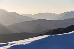 Jagged Prints: Profiles of the Three Peaks of Lavaredo at dawn, Dolomites, Auronzo of Cadore, Veneto