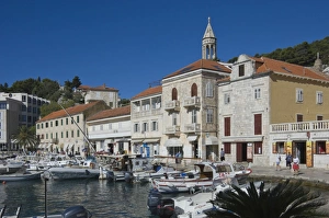 Hvar Prints: Promenade cafes by the old harbour in the medieval city of Hvar