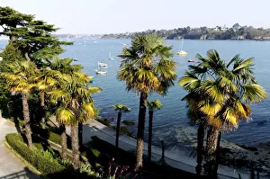 Brittany Prints: Promenade du Clair de Lune (Moonshine Walk) seen from above, Dinard, Brittany