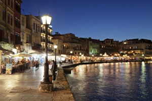 Chania Prints: Promenade at Venetian Port, Chania, Crete, Greek Islands, Greece, Europe