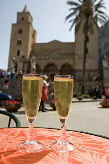 Sicily Gallery: Prosecco wine on cafe table