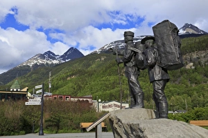 Pointing Prints: Prospector and Guide Monument, Skagway, Alaska, United States of America, North America