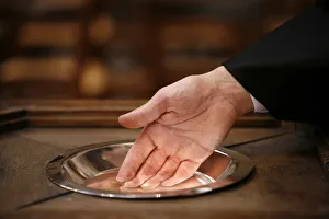 Ceremony Prints: Protestant minister conducting baptism, Paris, Ile de France, France, Europe