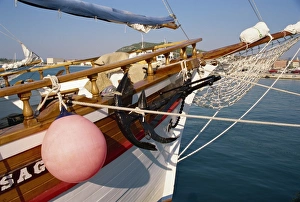 Floats Prints: Prow of tour boat in harbour, Split, Dalmatia, Croatia, Europe