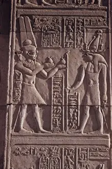 Haroeris Prints: Ptolemaic low relief of the hawk-headed god Horus presented with offerings