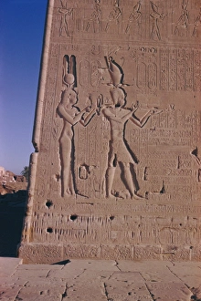 Dendera Prints: Ptolemy XVI son of Julius Ceasar, with his mother Cleopatra, in presence of deities