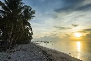 South Pacific Gallery: Public beach at sunset, Funafuti, Tuvalu, South Pacific