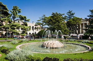 Piazza Bra Prints: Public garden, Piazza Bra, Verona, UNESCO World Heritage Site, Veneto, Italy, Europe