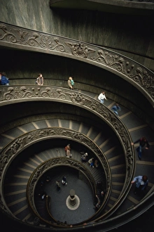 Vatican Museum Prints: Public staircase to Vatican Museum, Vatican, Rome, Lazio, Italy, Europe