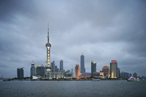 Pu Dong Prints: Pudong district and the Oriental Pearl Tower, Shanghai, China, Asia