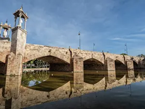 Pedestrians Prints: Puente del Real, Turia River, Valencia, Spain, Europe