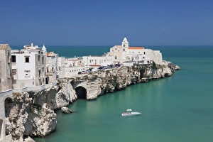 Foggia Province Prints: Punta San Francesco and old town, Vieste, Gargano, Foggia Province, Puglia, Italy, Europe