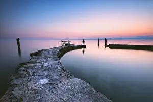 Verona Province Prints: Punta San Vigilio at dawn, a beautiful resort on Lake Garda, Verona, Bardolino, Italy