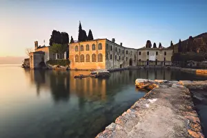 Punta San Vigilio at sunset, a beautiful resort on Lake Garda, Verona, Bardolino, Italy