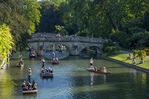 Punting on The Backs, River Cam, Cambridge, Cambridgeshire, England, United Kingdom