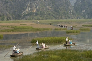 Punting boats on delta river