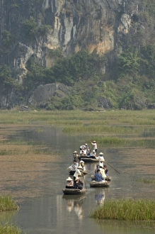 Delta Prints: Punting boats on delta river