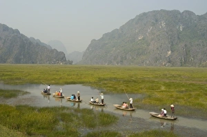 Punting boats on delta river