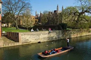 Student Prints: Punting, Cambridge, Cambridgeshire, England, United Kingdom, Europe