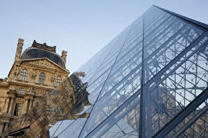 Pyramid designed by Leoh Ming Pei, Louvre Museum, Paris, France, Europe