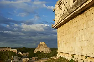 Yucatan State Prints: Pyramid of the Magician and Governors Palace (Palacio del Gobernador)