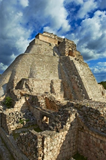 Yucatan State Prints: Pyramid of the Magician, Mayan archaeological site, Uxmal, UNESCO World Heritage Site
