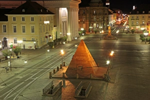 Karlsruhe Prints: Pyramid and the Market Square at night, Karlsruhe, Baden-Wurttemberg, Germany, Europe