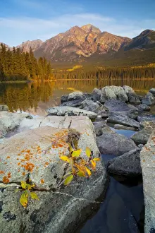 Rocky Mountains Prints: Pyramid Mountain and Pyramid Lake