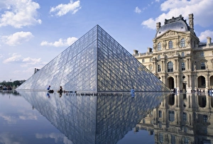 Pyramide Prints: The Pyramide and Palais du Louvre, Musee du Louvre, Paris, France, Europe