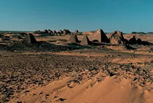 Pyramids at archaeological site of Meroe, Sudan, Africa