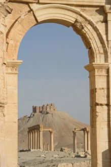 Syrian Prints: Qala at ibn Maan Citadel Castle seen through monumental arch