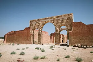 Archway Prints: Qasr al-Mushatta desert castle facade with arches, Jordan, Middle East