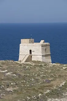 Qawra Tower near Dwejra Point, Gozo, Malta, Europe
