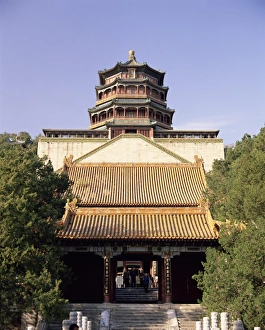 Summer Palace Prints: Qing architecture, Huihai Si, Sea of Wisdom temple, the Summer Palace, Beijing