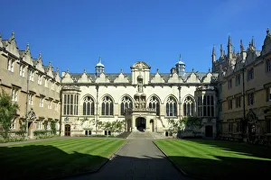 Chapel Prints: Front Quad buildings including hall and chapel, Oriel College, Oxford University