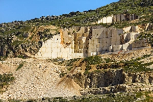 Quarry for highly prized Pearl Marble, a major export, used in the Kennedy Center New York, Custonaci, Trapani, Sicily, Italy, Europe
