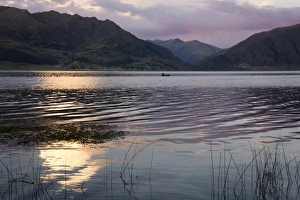 Andes Prints: Quatro Lagunas (Four Lakes) in evening light in the Andes, Peru, South America