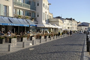 Ile De Re Prints: Quayside restaurants, St. Martin-de-Re, Ile de Re, Charente-Maritime, France, Europe