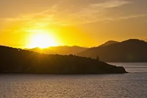 Images Dated 20th April 2011: Queen Charlotte Sound at sunset, Picton, Marlborough Region, South Island, New Zealand, Pacific