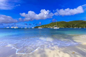 Quiet Caribbean, beach, turquoise sea, beautiful Port Elizabeth, Admiralty Bay, Bequia