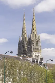 Finistere Prints: Quimper Cathedral, built in the 13th century in Gothic style, Quimper, Finistere
