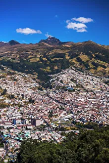 Volcano Prints: Quito, with Pichincha Volcano in the background, Ecuador, South America