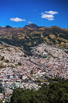 Ecuador Gallery: Quito, with Pichincha Volcano in the background, Ecuador, South America