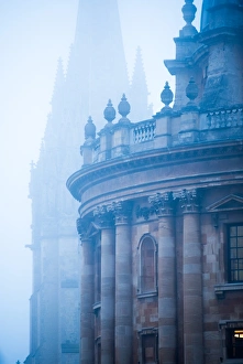 Neo Classical Prints: Radcliffe Camera and St. Marys Church in the mist, Oxford, Oxfordshire, England